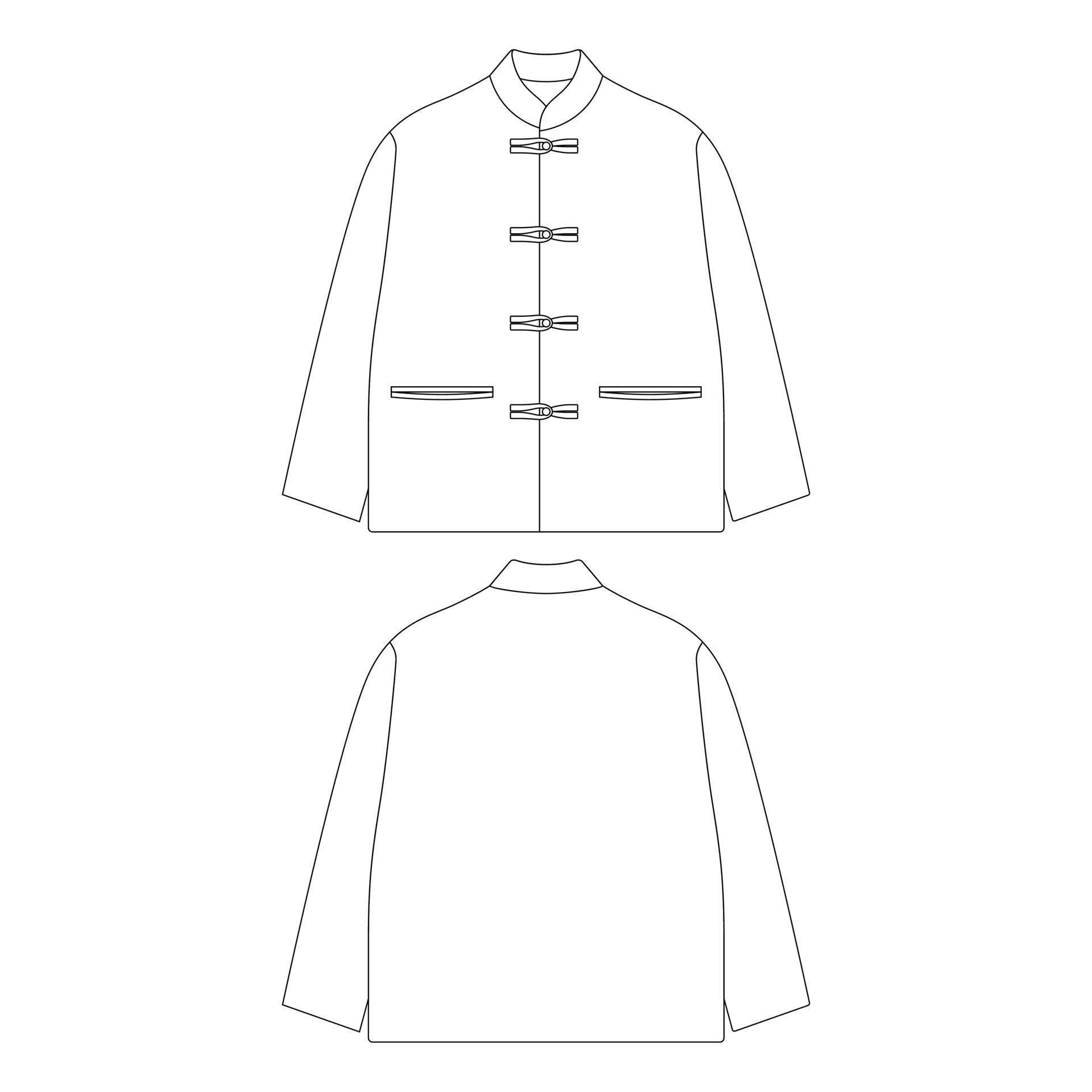Template velvet kung fu jacket vector illustration flat design outline ...