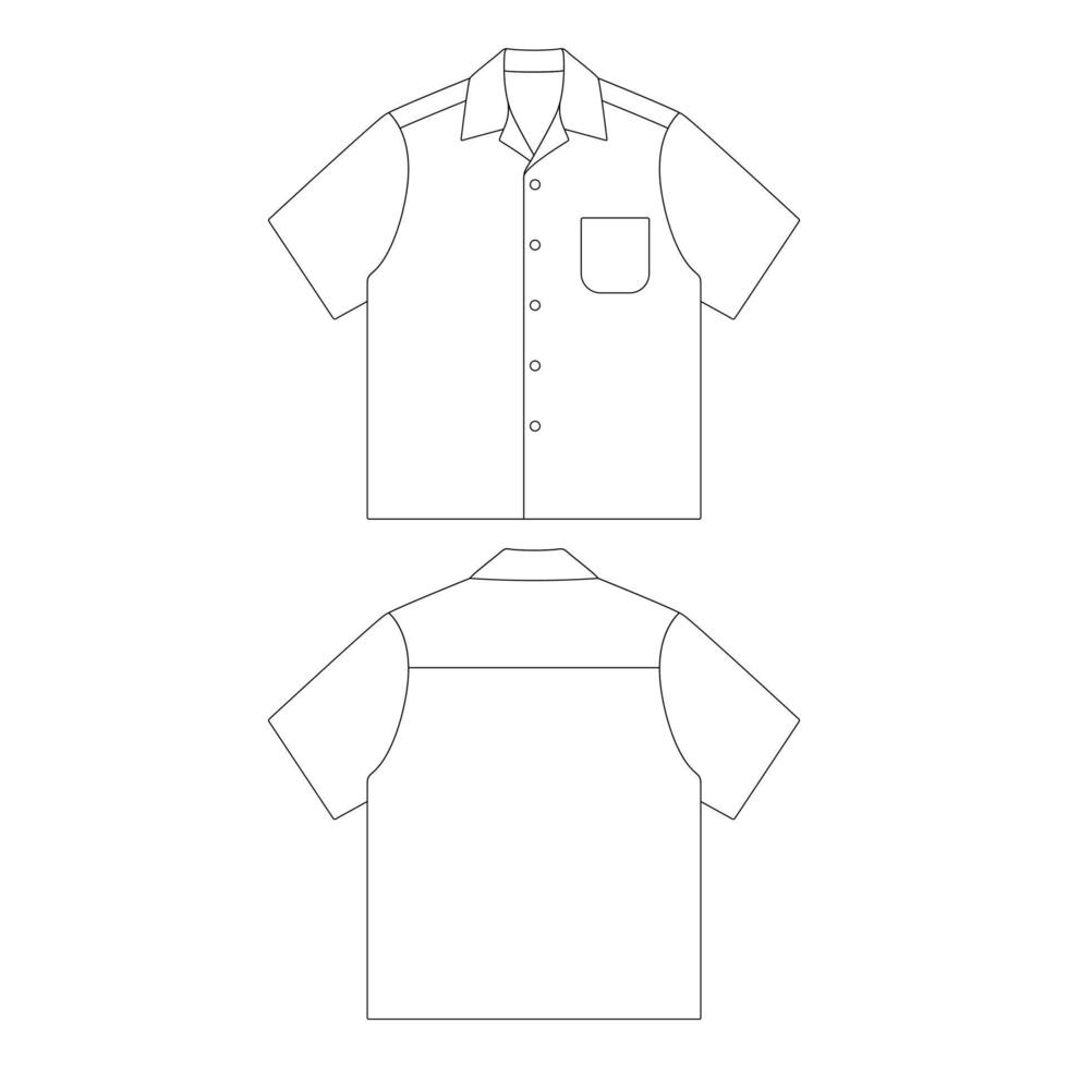 camisa de campamento de plantilla con ilustración de vector de bolsillo ropa de esquema de diseño plano