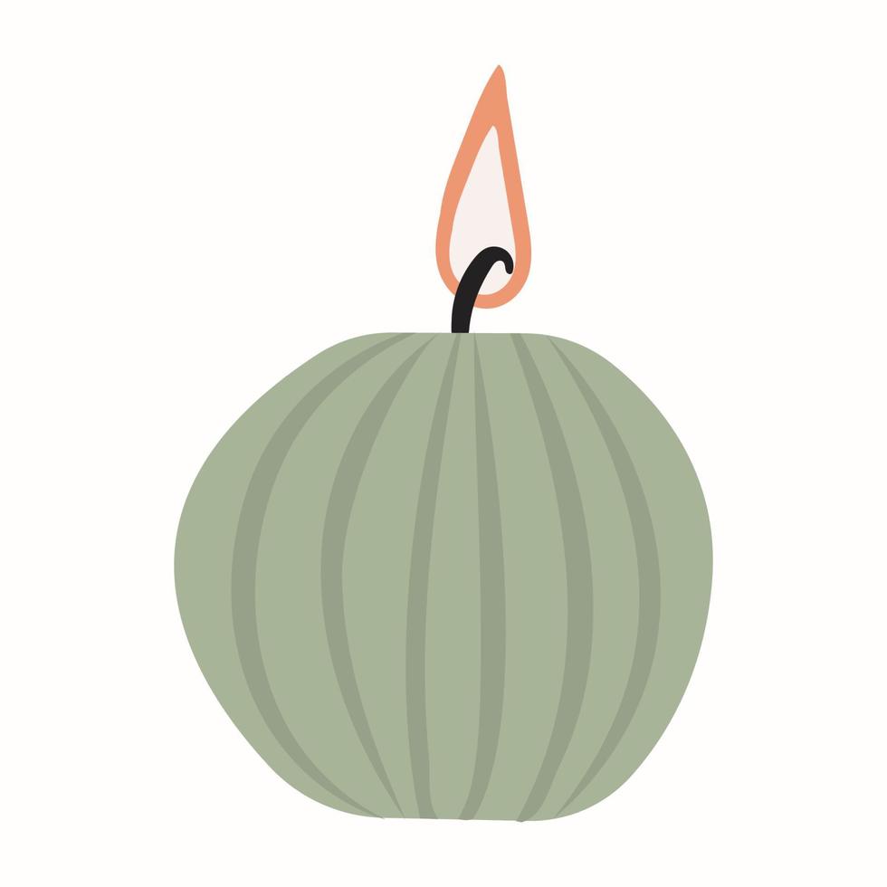 beautiful aesthetic lighted candle, for decoration and comfort in the house. Vector illustration of a wax candle