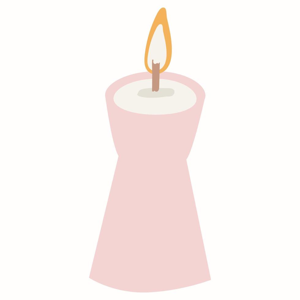 Hermosa vela encendida de estética, para decoración y comodidad en la casa. ilustración vectorial de una vela de cera vector