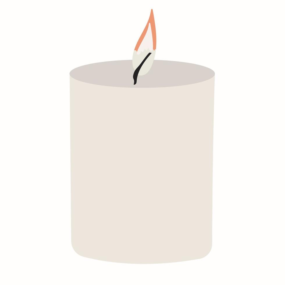beautiful aesthetic lighted candle, for decoration and comfort in the house. Vector illustration of a wax candle