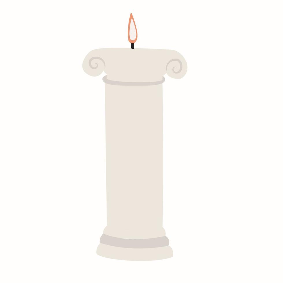 beautiful aesthetic lighted candle, for decoration and comfort in the house. Vector illustration of a wax candle