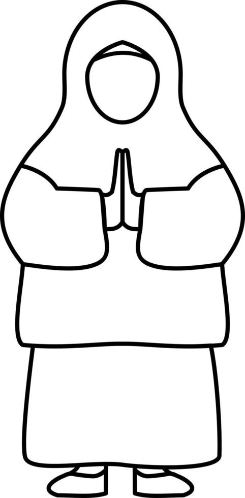 Line art muslim character, for eid or ramadan vector