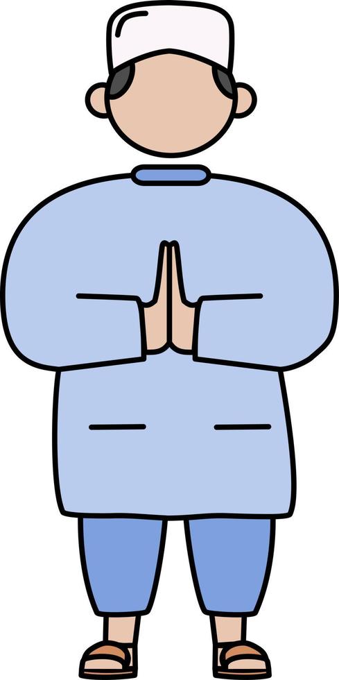 Filled line muslim character vector
