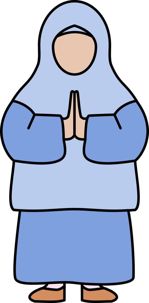 Filled line muslim character vector