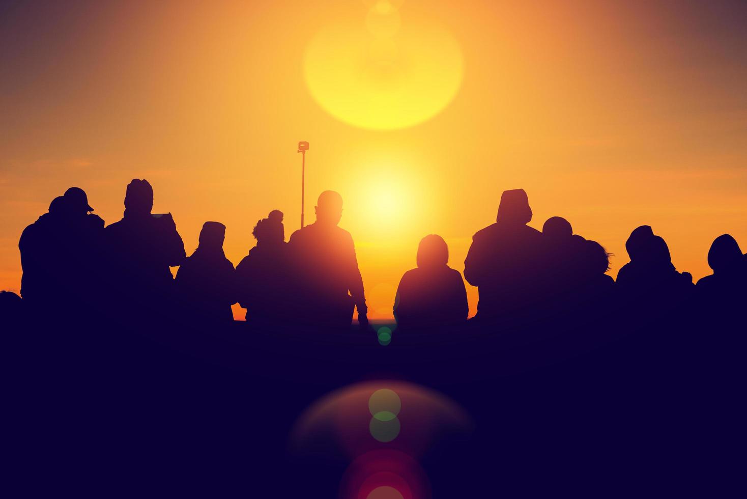 People travel nature. Travel relax. background silhouette People watching Sunrise. Thailand photo