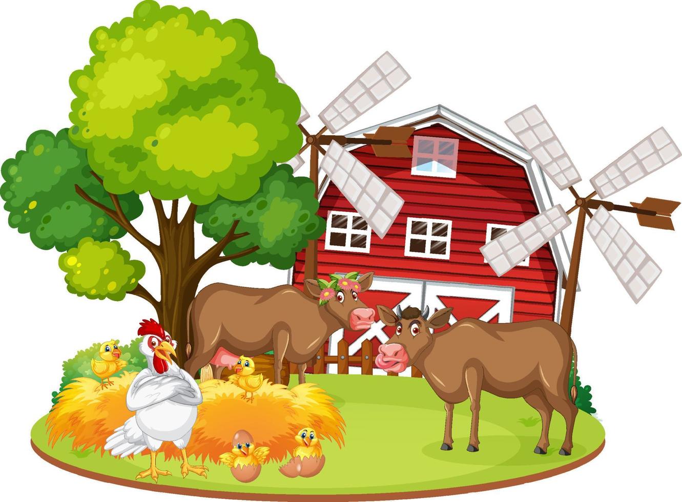 Isolated cartoon farm with animals vector