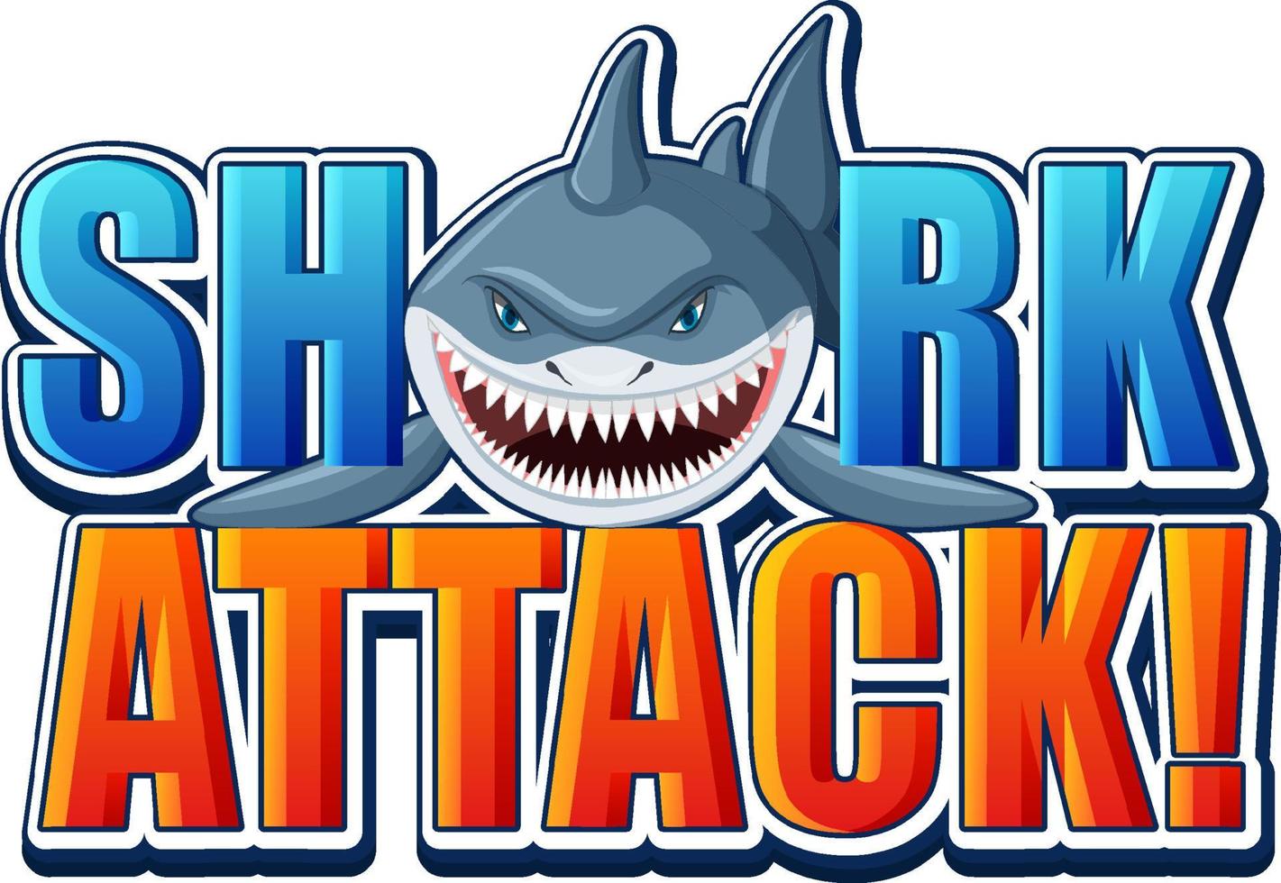 Shark attack font logo with cartoon aggressive shark vector