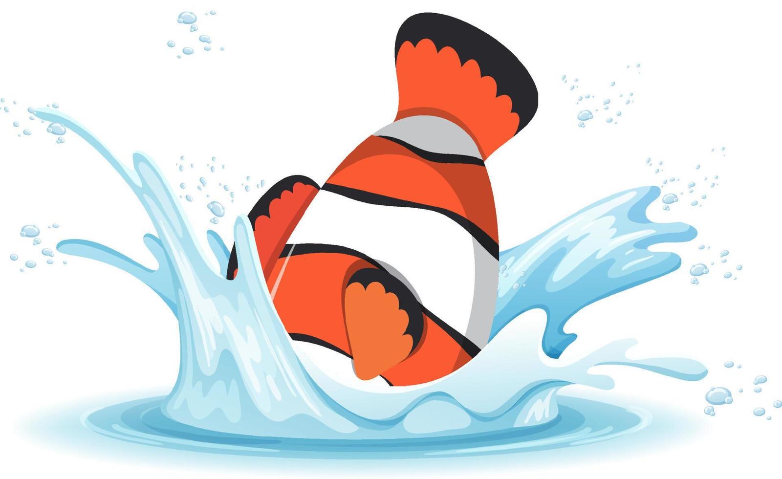 A water splash with fish on white background vector