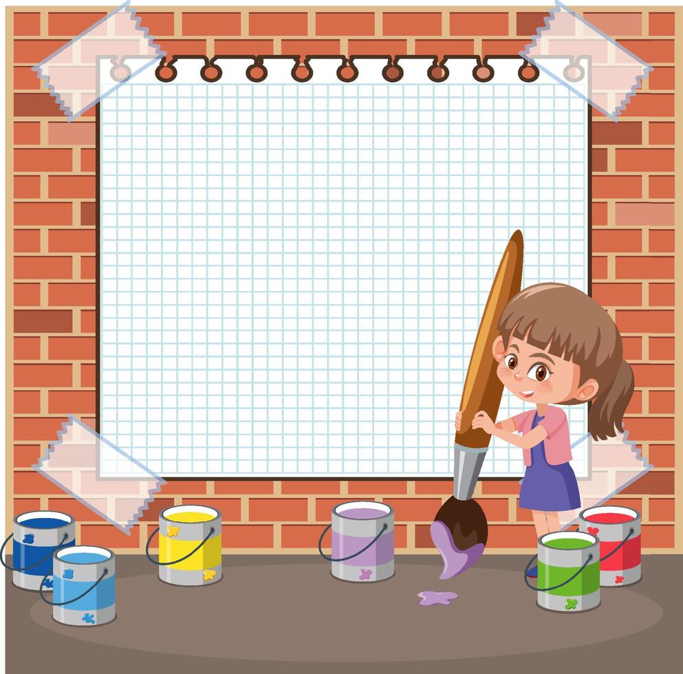 Empty board template with children cartoon character vector