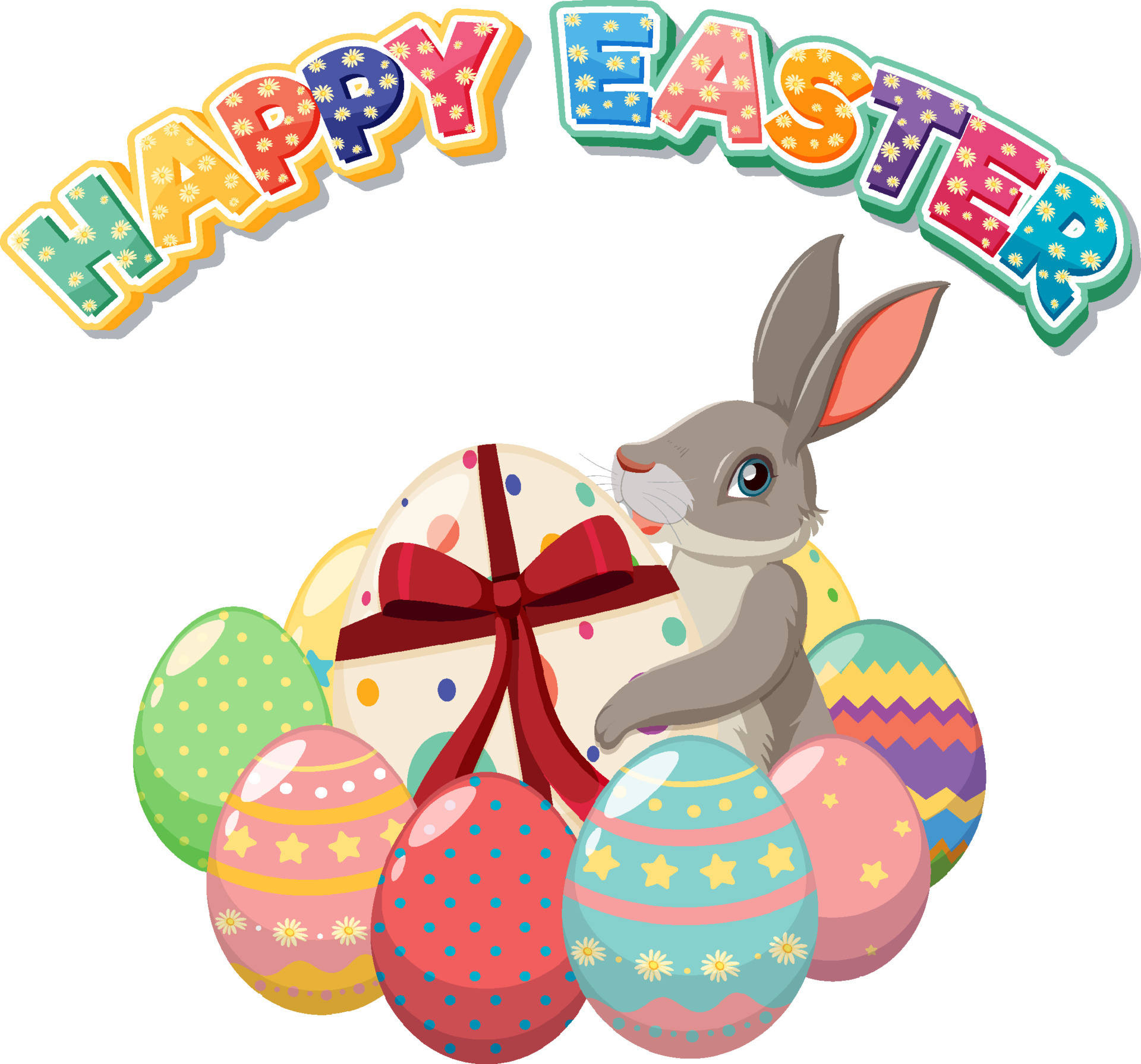 Happy Easter design with bunny and eggs 6766990 Vector Art at Vecteezy Happy Easter design with bunny and eggs 6766990 Vector Art at Vecteezy