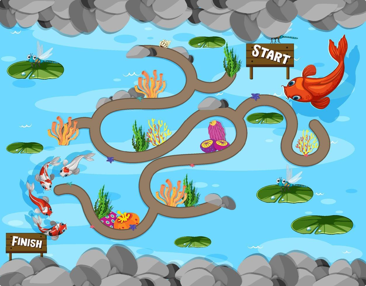 A koi maze games template vector