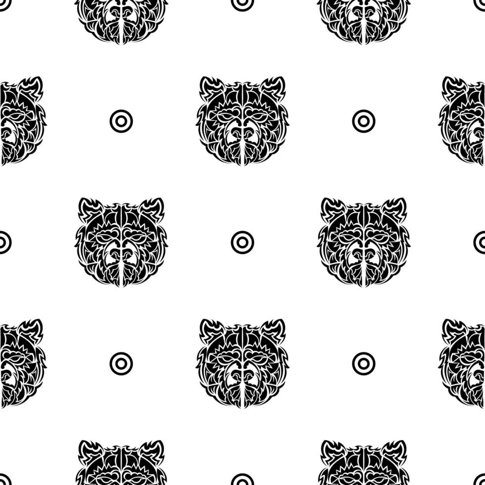 patrón sin costuras en blanco y negro con cara de oso. bueno para papel tapiz mural, tela, postales e impresión. ilustración vectorial vector