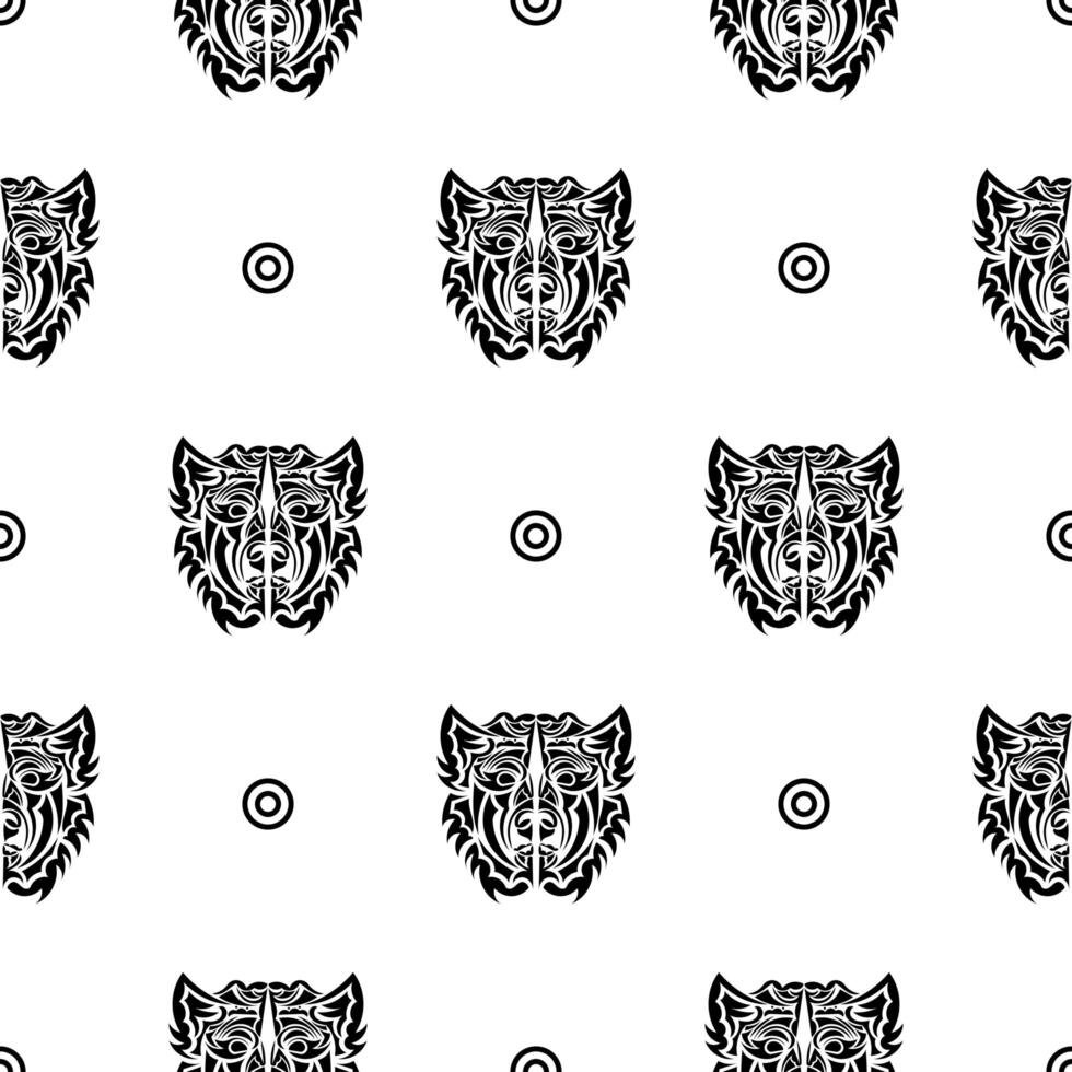 Black-white seamless pattern with a dog's face. Good for clothing and textiles. illustration. vector