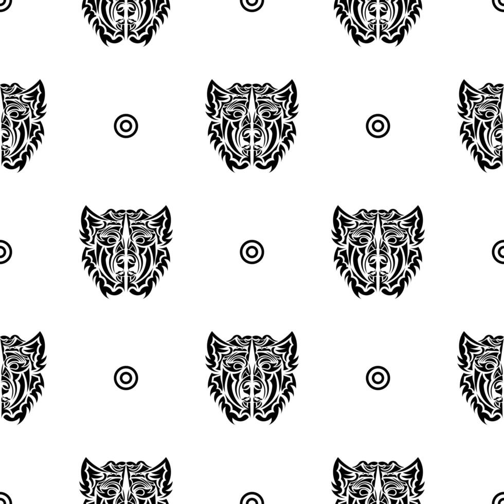 Black-white seamless pattern with a dog's face. Good for clothing and textiles. Vector illustration.