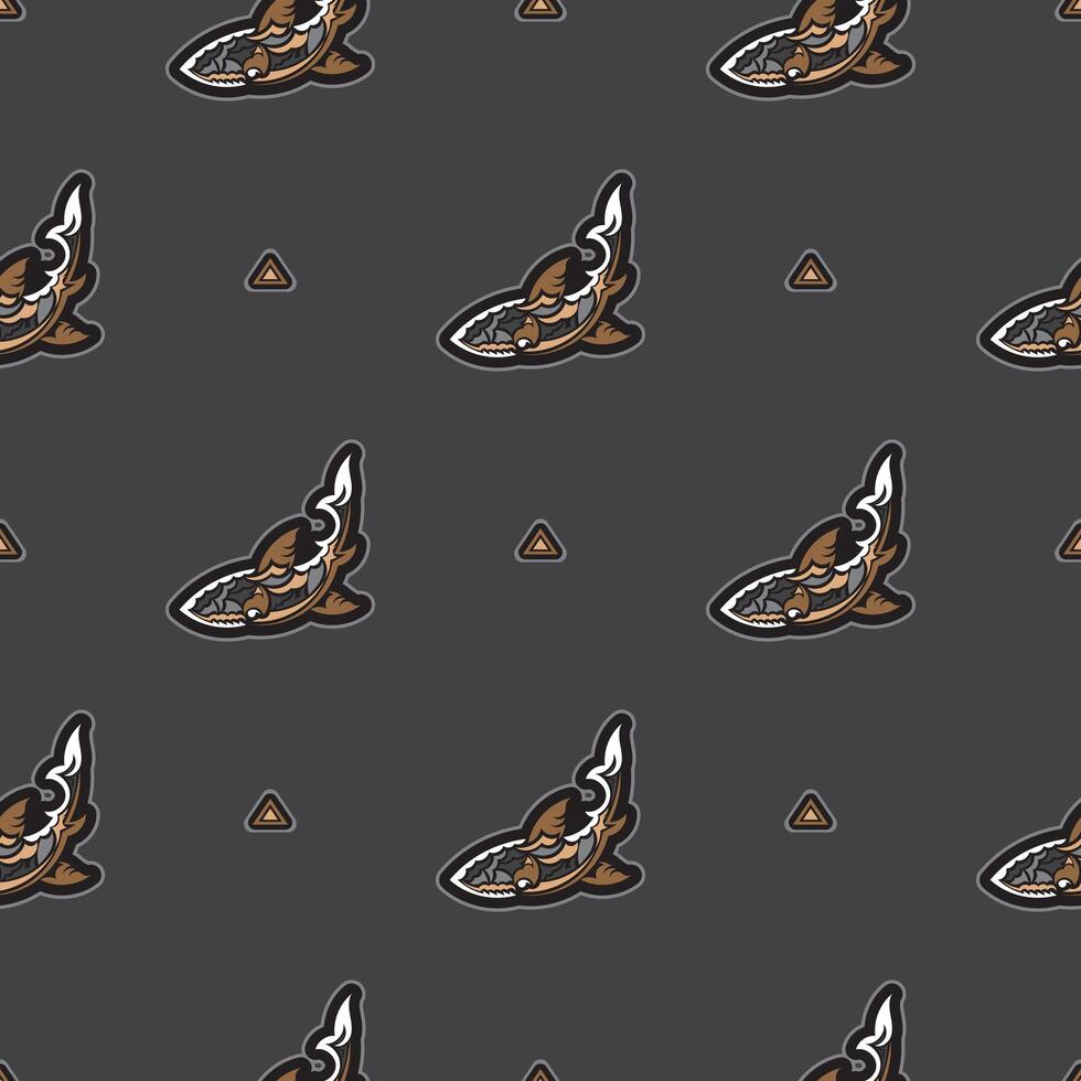 Seamless dark pattern with sharks. Good for menus, postcards, books, murals and fabrics. Vector illustration.