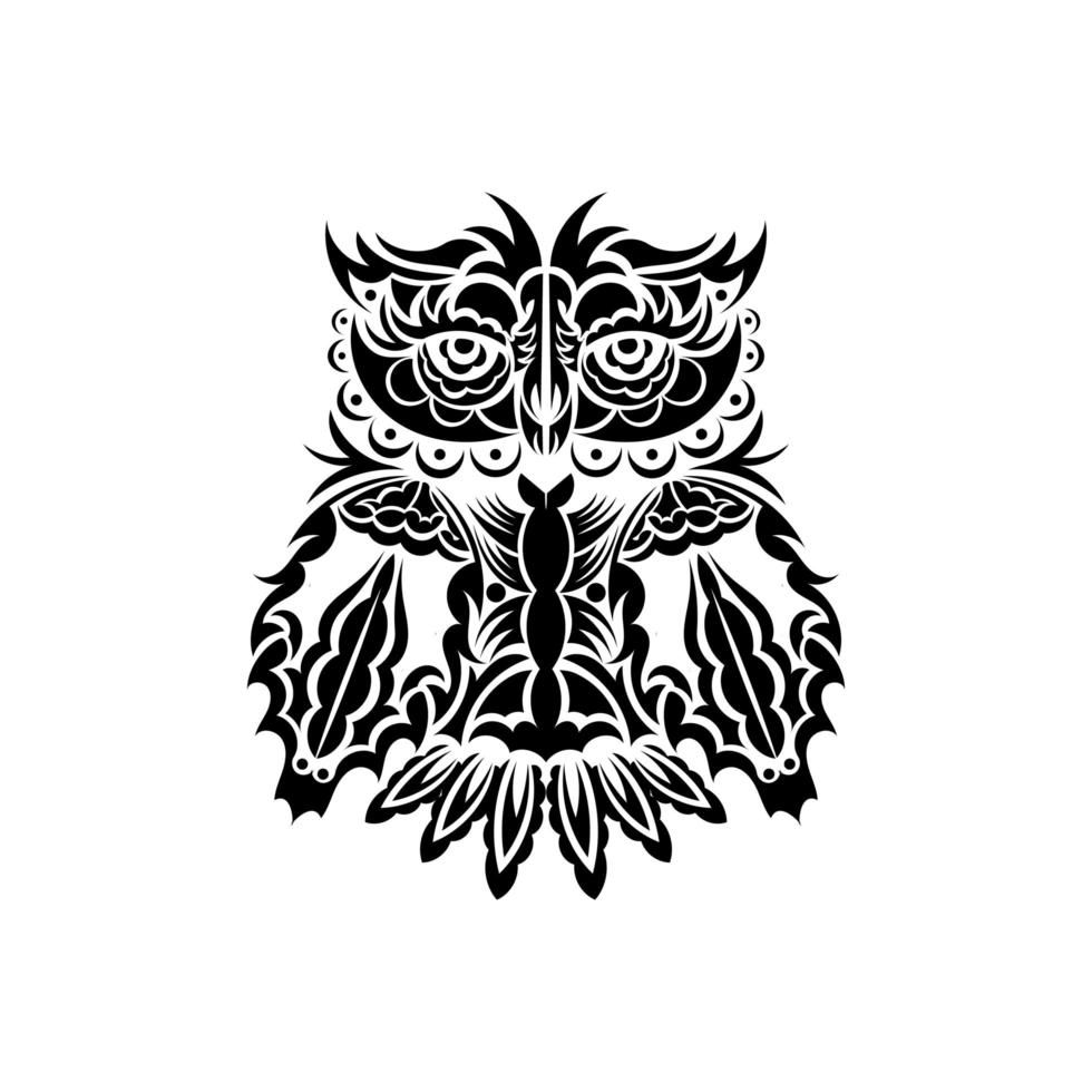 Owl from patterns. Good for tattoos or prints. Vector illustration.