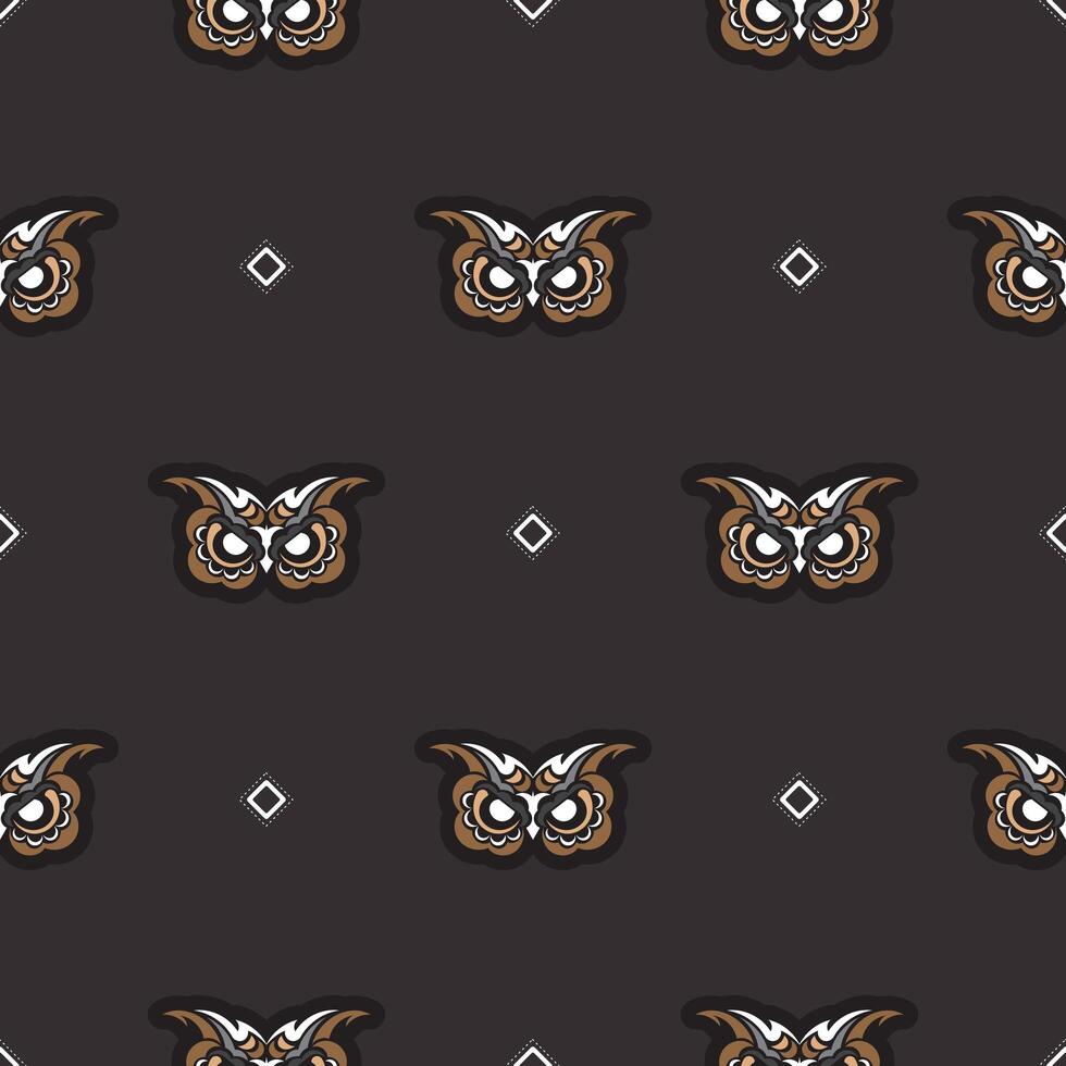 Seamless pattern with owls in boho style. Vector illustration.