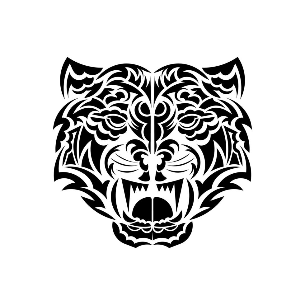 Polynesian style tiger face. Isolated. Vector