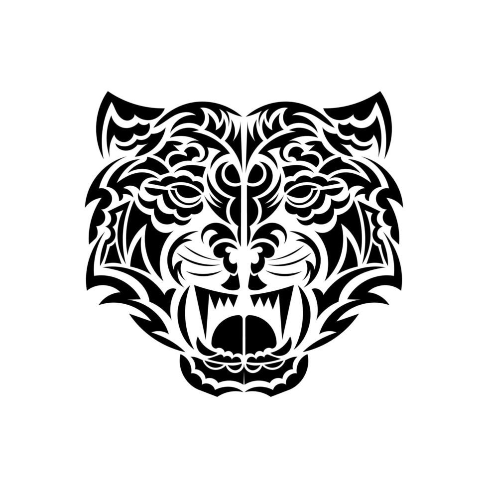 Polynesian style tiger face. Isolated. Vector