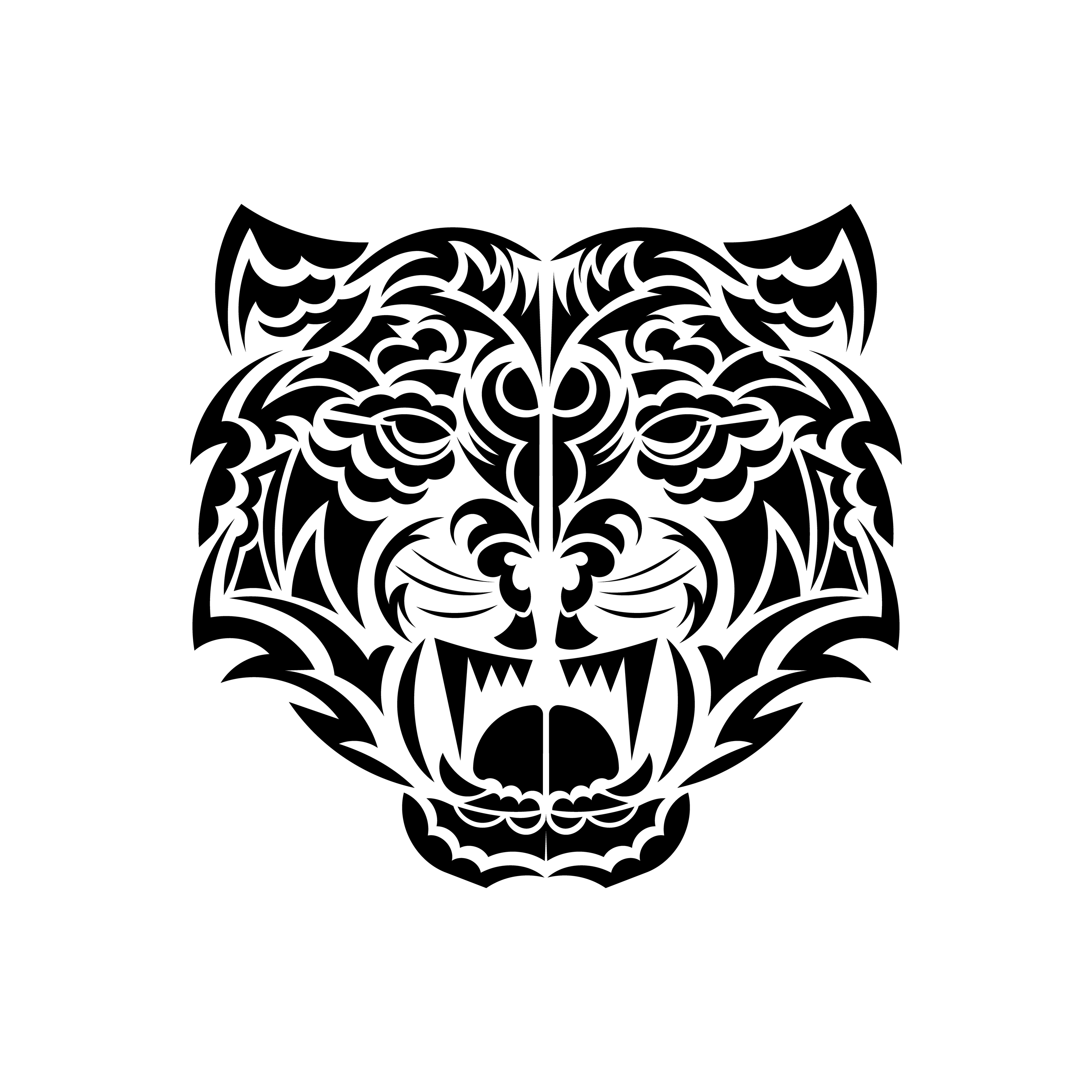 Polynesian Style Tiger Face Isolated Vector 6767361 Vector Art At Vecteezy 