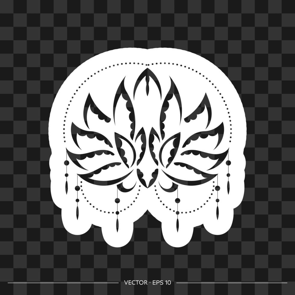 Print Patterned Indian lotus. Samoan style. Isolated. Vector illustration.