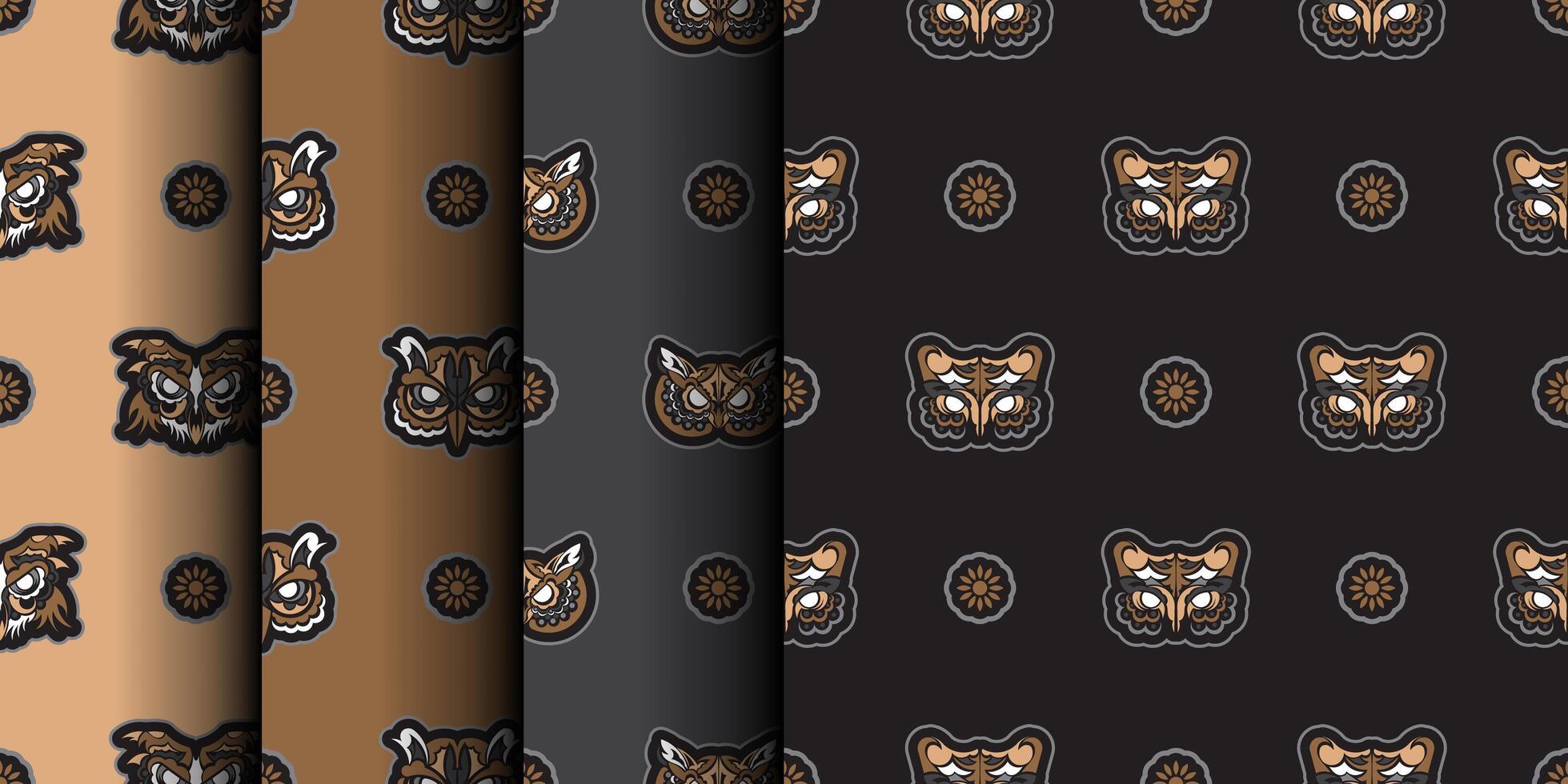 Owls seamless pattern in boho style. Good covers, fabrics, postcards and printing. Vector illustration.