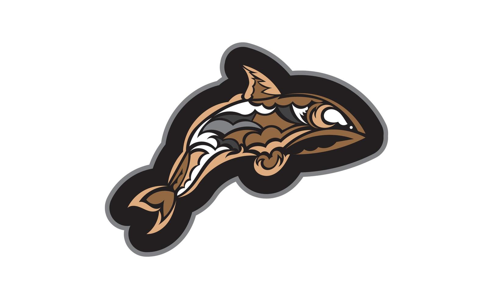 Colored whale print in Polynesia style. Isolated. vector