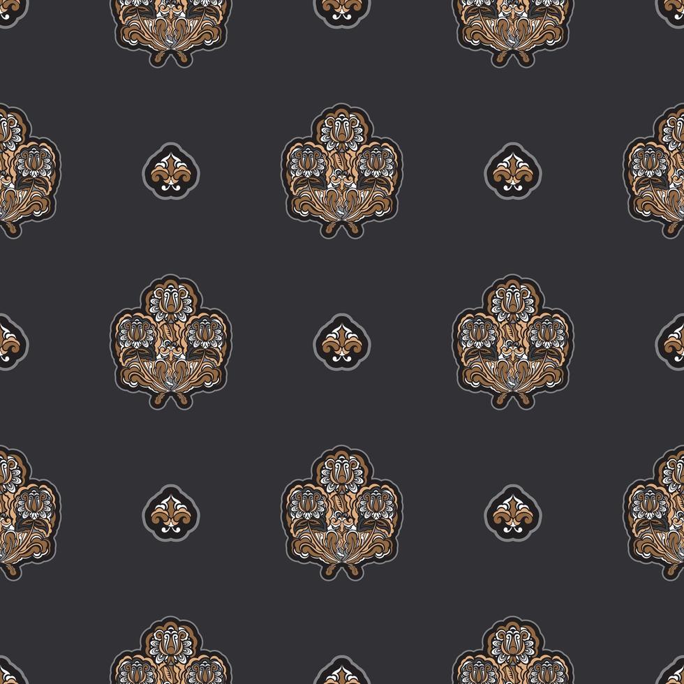 Seamless dark pattern with monograms in the Baroque style. Good for garments, textiles, backgrounds and prints. Vector