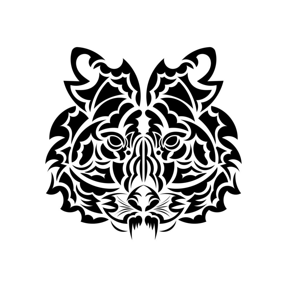 Tiger tattoo in boho style. Black isolated on white vector