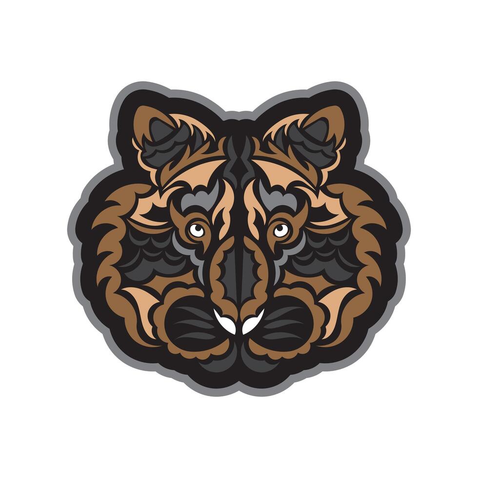 Colored Tiger print in boho style. Good for clothes. Handmade. Vector illustration.