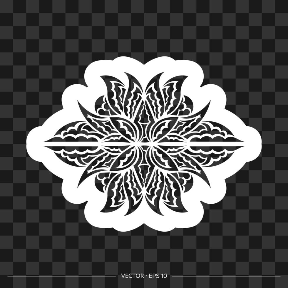 Print Ethnic lotus ornament. Patterned Indian lotus. Samoan style. Isolated. Vector illustration.