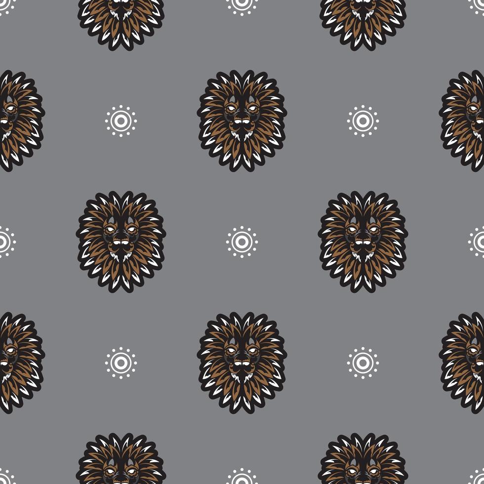 Seamless pattern with tiger head in simple boho style. Good for garments, textiles, backgrounds and prints. Vector