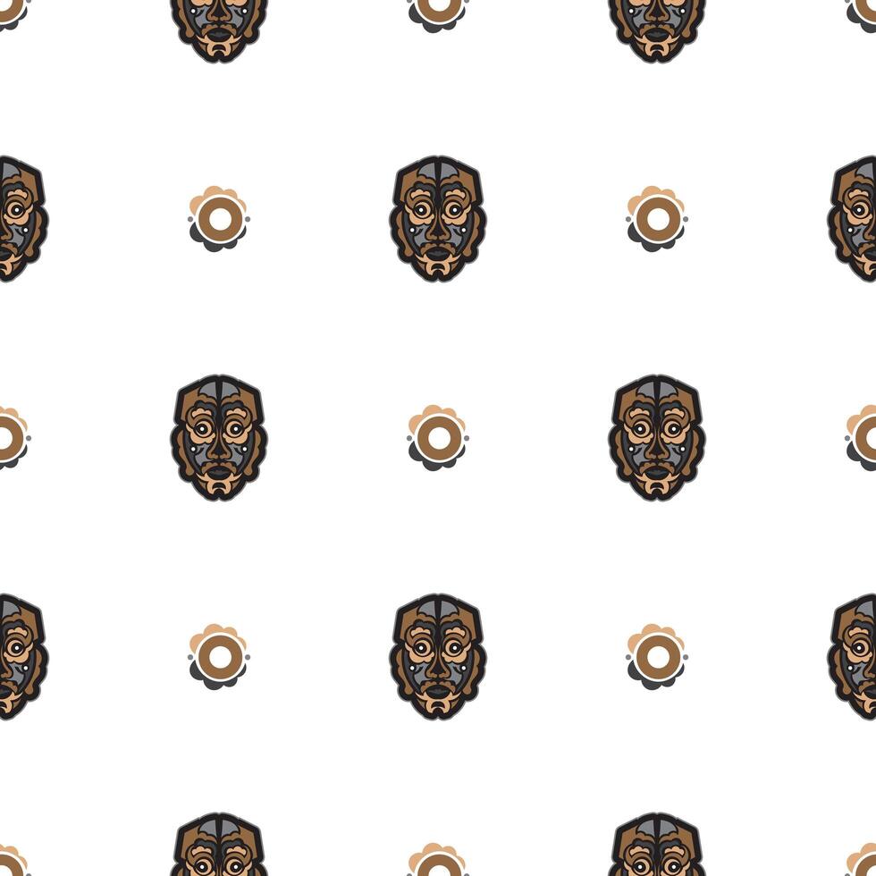Seamless pattern with mask in the style of Samoa. Polynesian style tiki. Good for backgrounds and textiles. vector