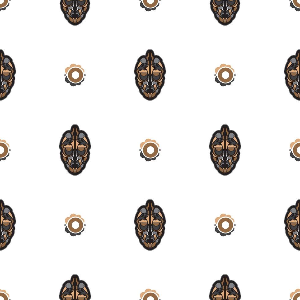 Seamless pattern with tiki mask in the Polynesian style. Good for backgrounds and textiles. illustration vector