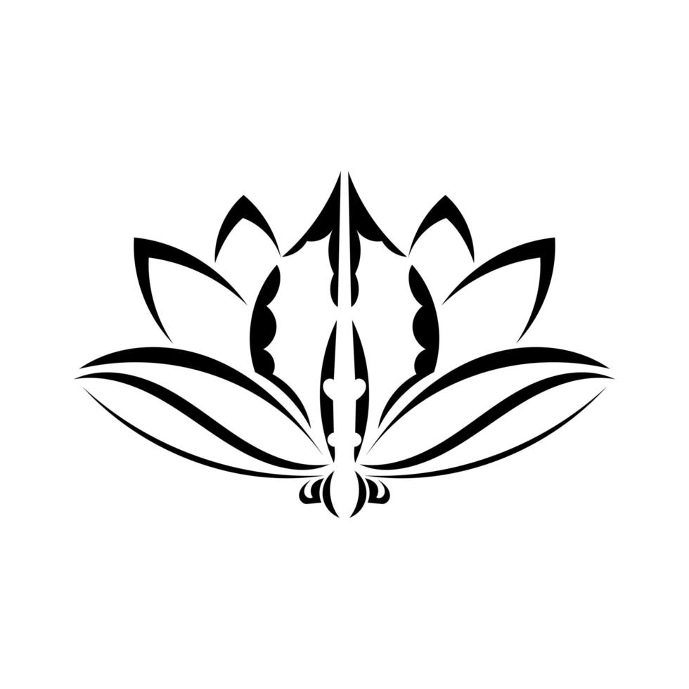 Black-white lotus pattern in Simple style. Isolated. Vector illustration.