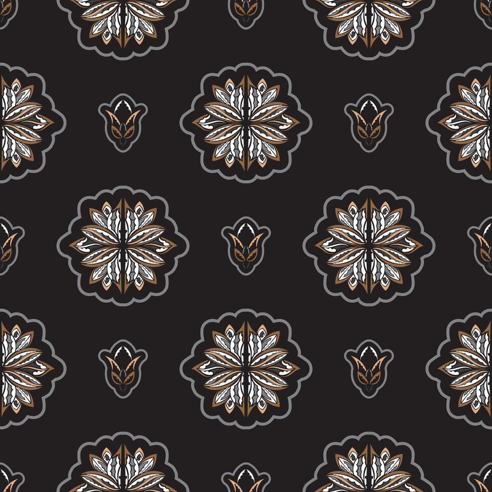 Seamless pattern with lotuses. Expensive and luxurious style. Good for backgrounds, prints, apparel and textiles. Vector illustration.