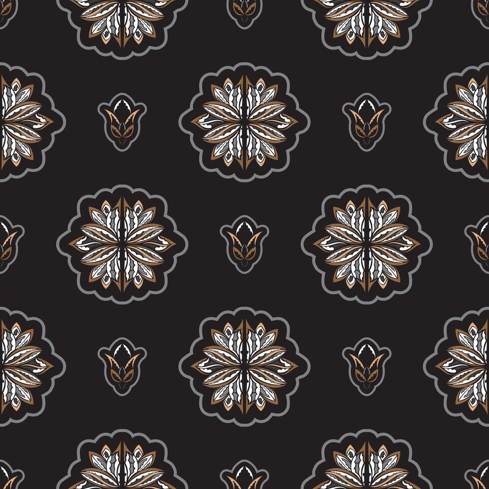 Seamless pattern with lotuses. Expensive and luxurious style. Good for backgrounds, prints, apparel and textiles. Vector illustration.