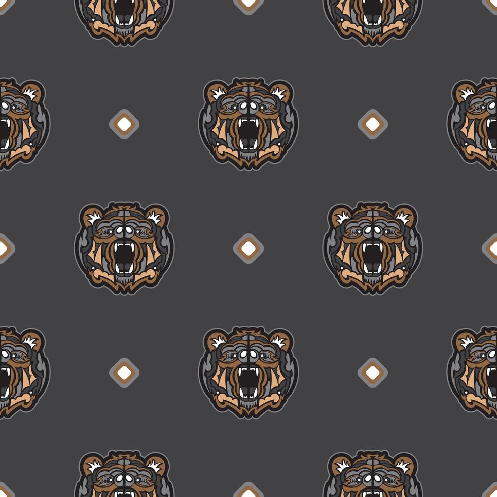 patrón impecable con cara de oso en un estilo sencillo. bueno para fondos e impresiones. vector