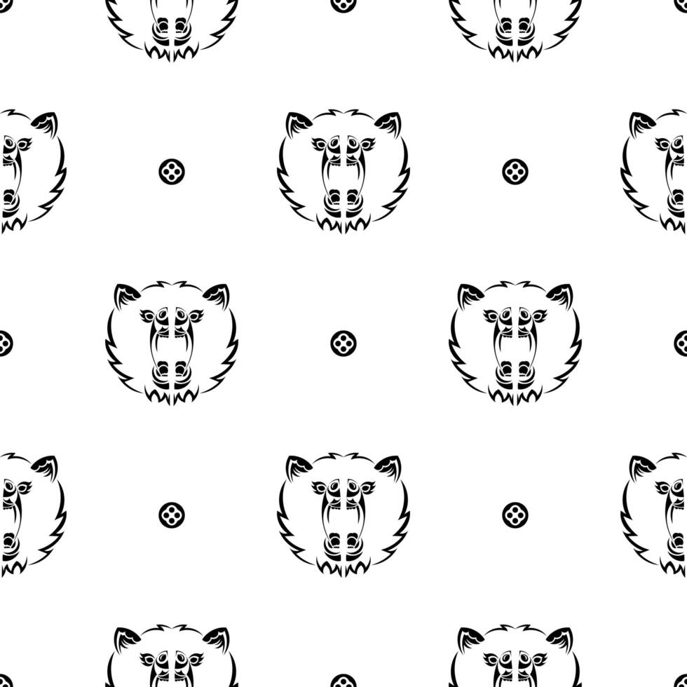 patrón sin costuras en blanco y negro con cara de oso. Bueno para ropa y textiles. vector