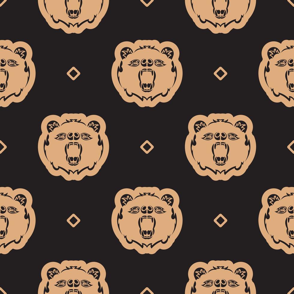 Seamless pattern with BEAR FACE in Simple style. Good for clothing and textiles. Vector illustration.