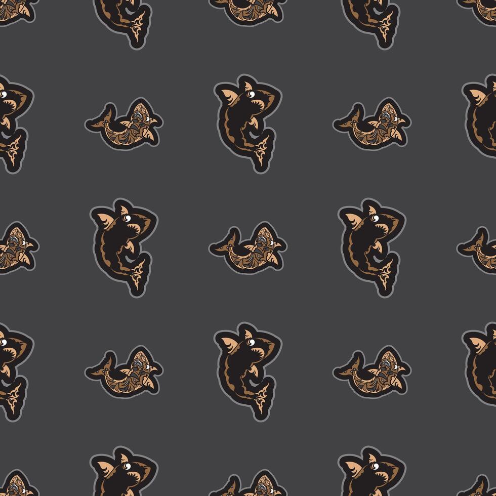 Seamless dark pattern with sharks. Good for garments, textiles, backgrounds and prints. Vector