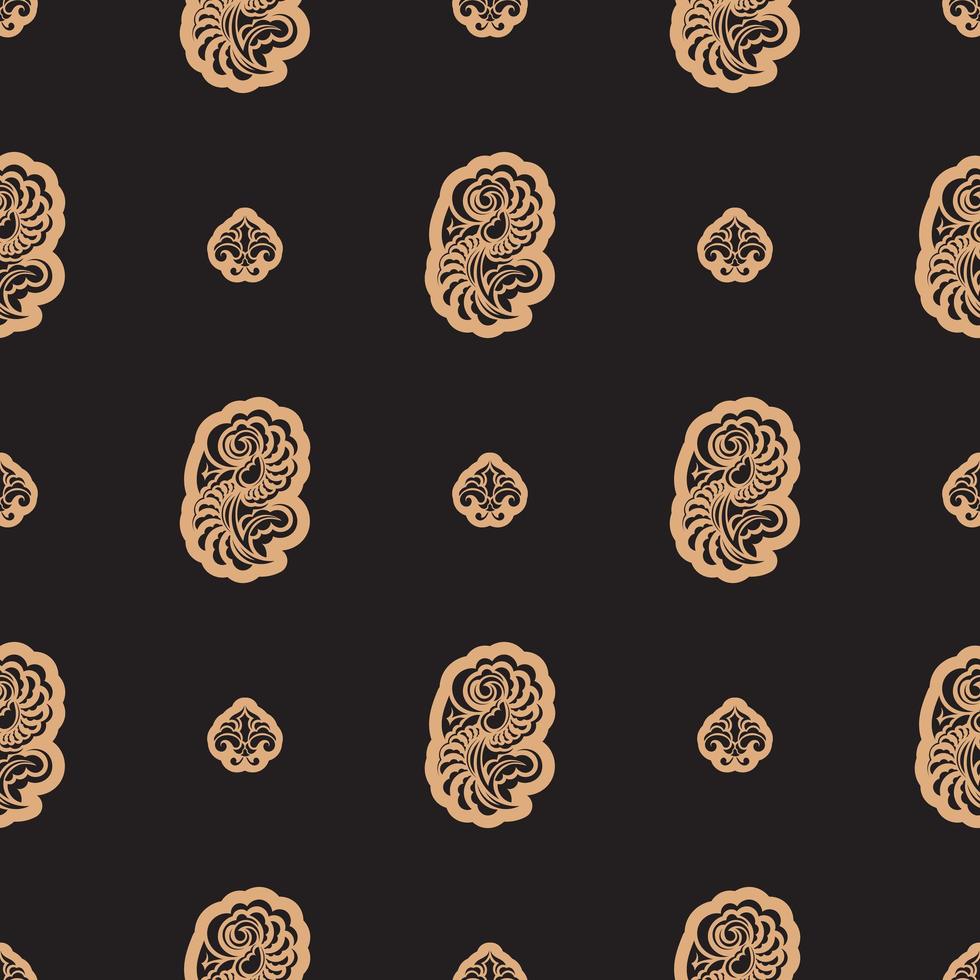 Seamless dark pattern with monograms in the Baroque style. Good for mural wallpaper, fabric, postcards and printing. Vector illustration.