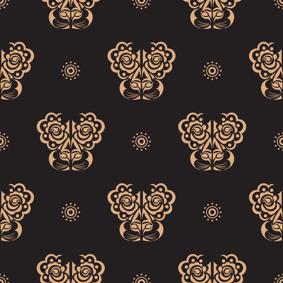 Seamless pattern with a tiger head in a simple style. Good for backgrounds, prints, apparel and textiles. Vector