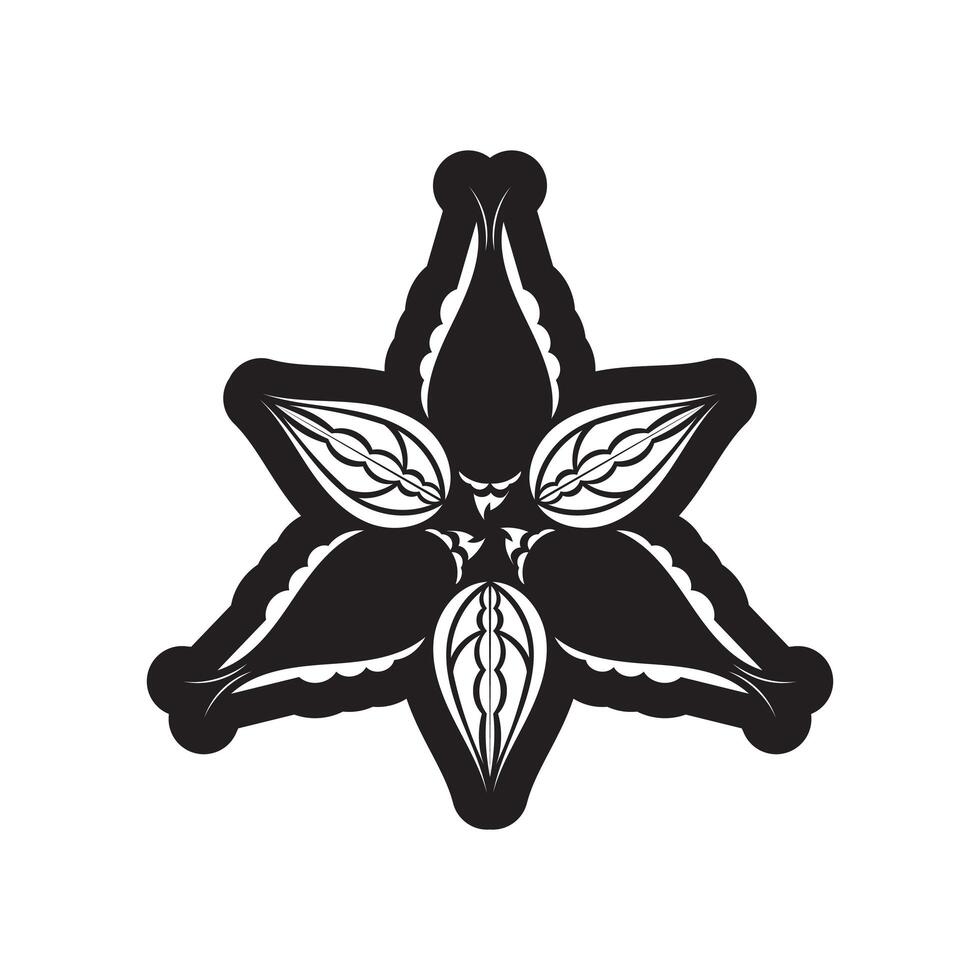 Black calligraphic lotus blossom. Yoga symbol. Simple flat illustration. vector
