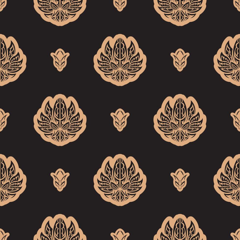 Dark solid color Seamless pattern with lotuses in Simple style. Good for covers, fabrics, postcards and printing. Vector