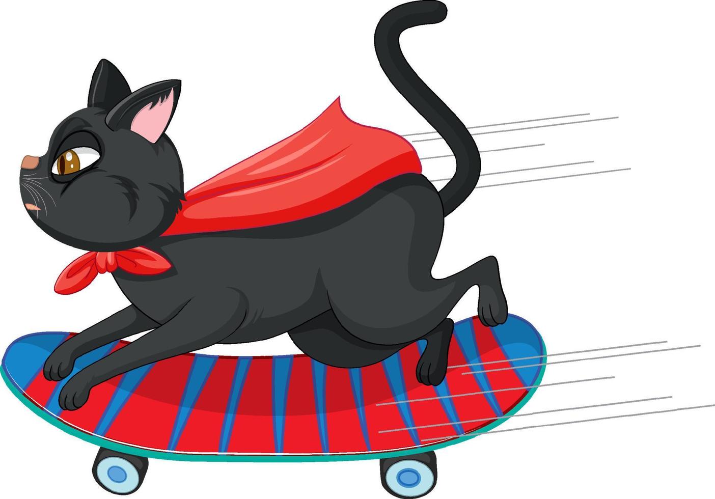 A hero cat playing skate on white background vector