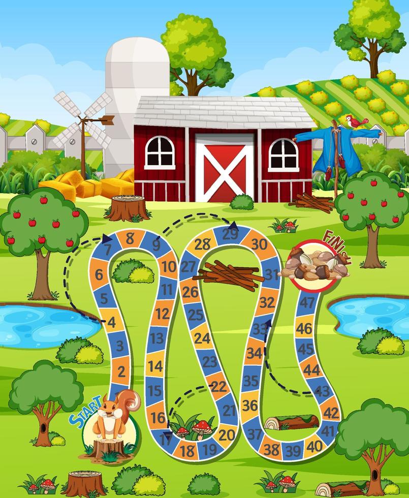 A farm boardgame template vector
