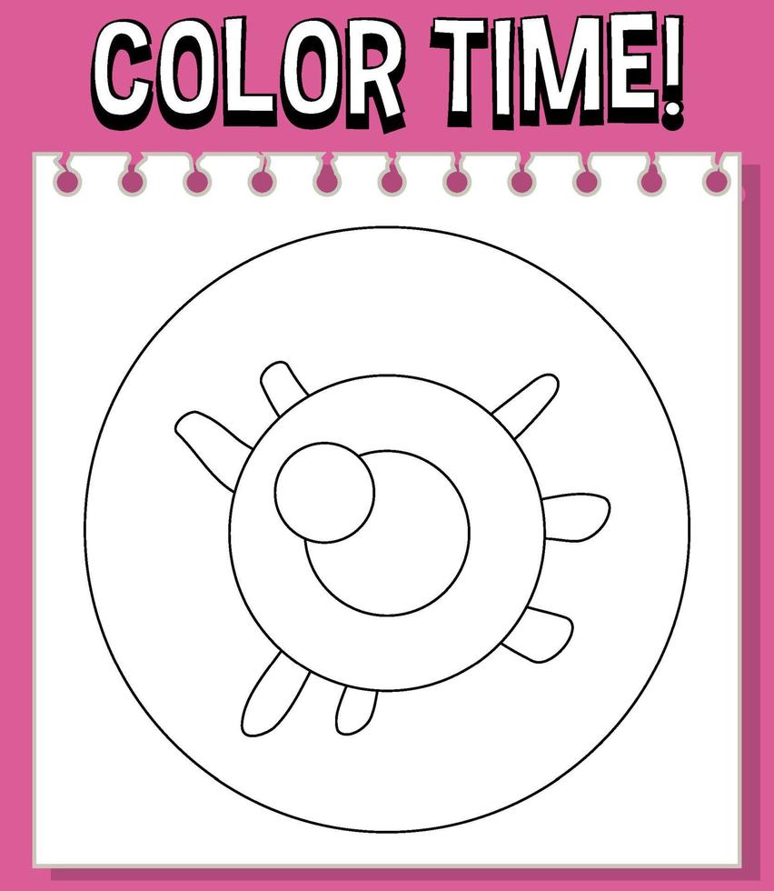 Worksheets template with color time text eyeball outline vector