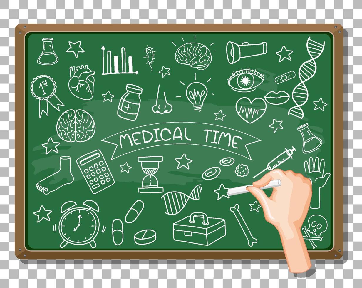 Hand drawn doodle of medical icons vector